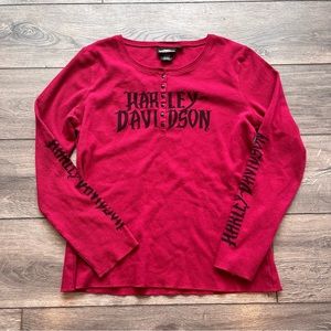 Harley Davidson waffle knit long sleeve tee